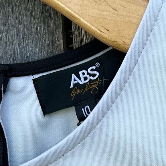 NWT ABS Allen Schwartz Vintage Y2K Sleeveless Sheath Scuba Dress Black Cream 10 - Picture 4 of 14